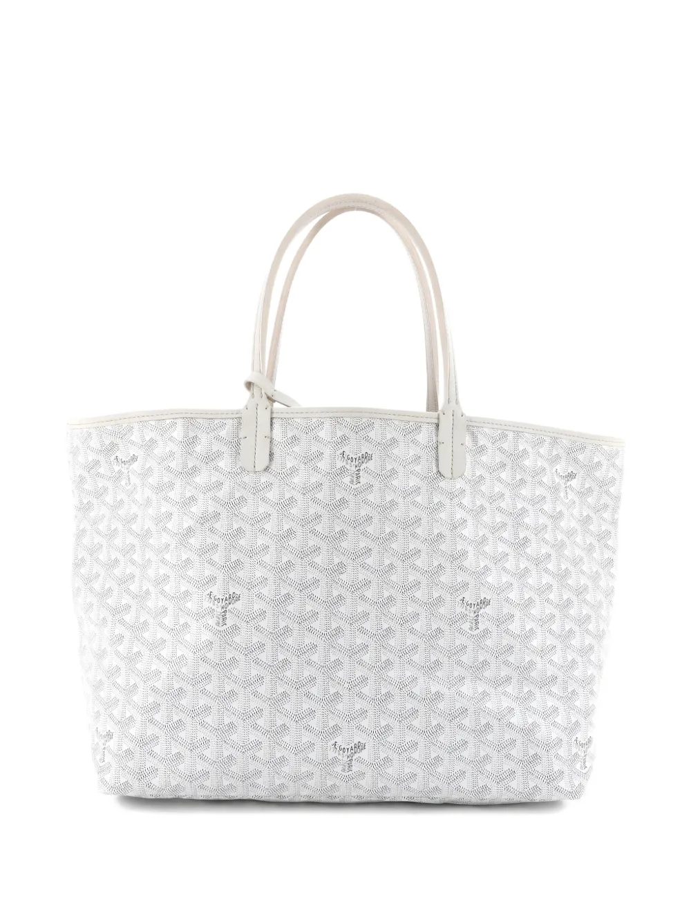 Pre-owned Goyard Saint Louis Coated Canvas Pm Tote Bag In White
