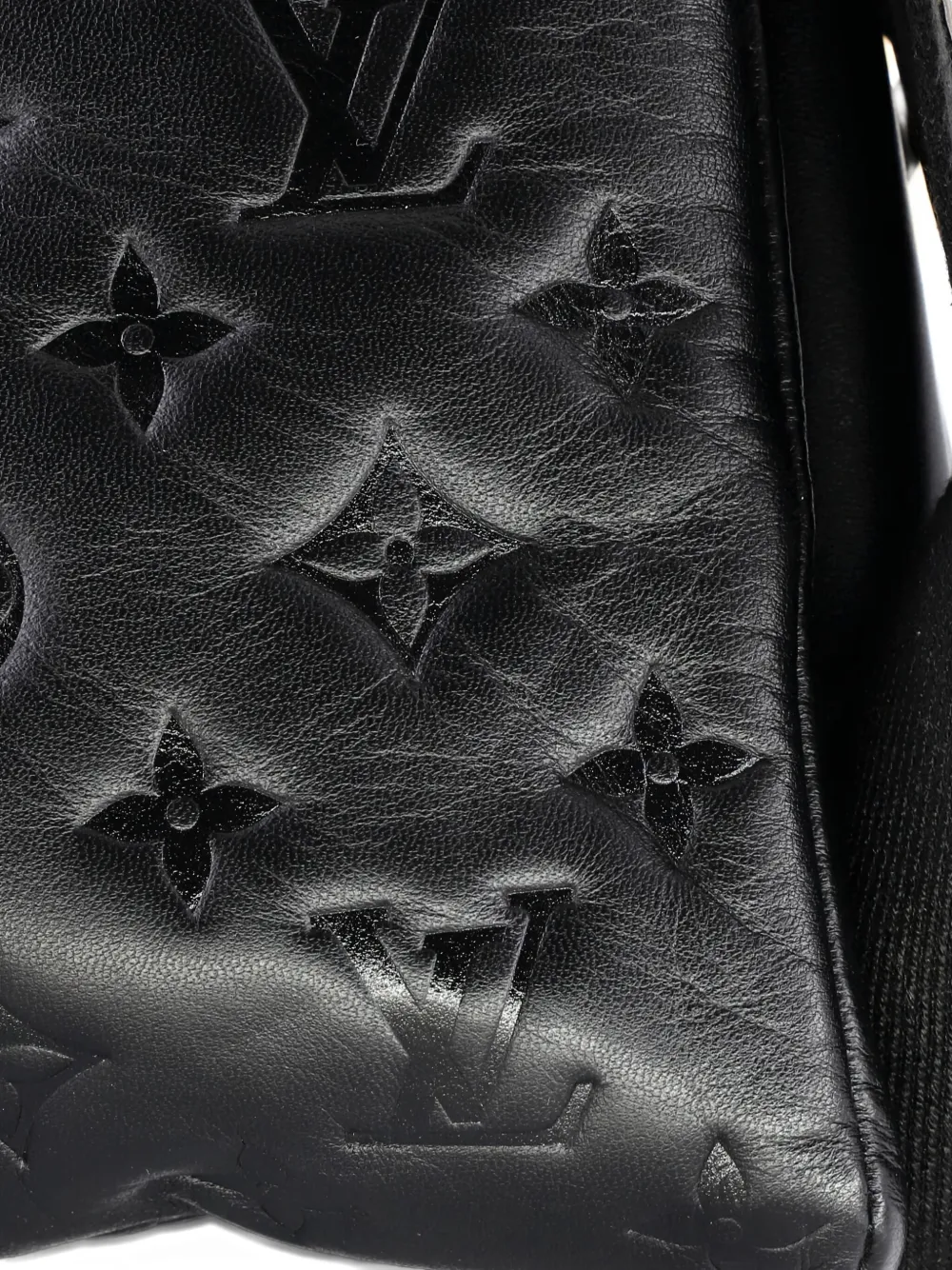 Pre-owned Louis Vuitton Coussin Bag Monogram Embossed Lambskin Mm Crossbody Bag In Black