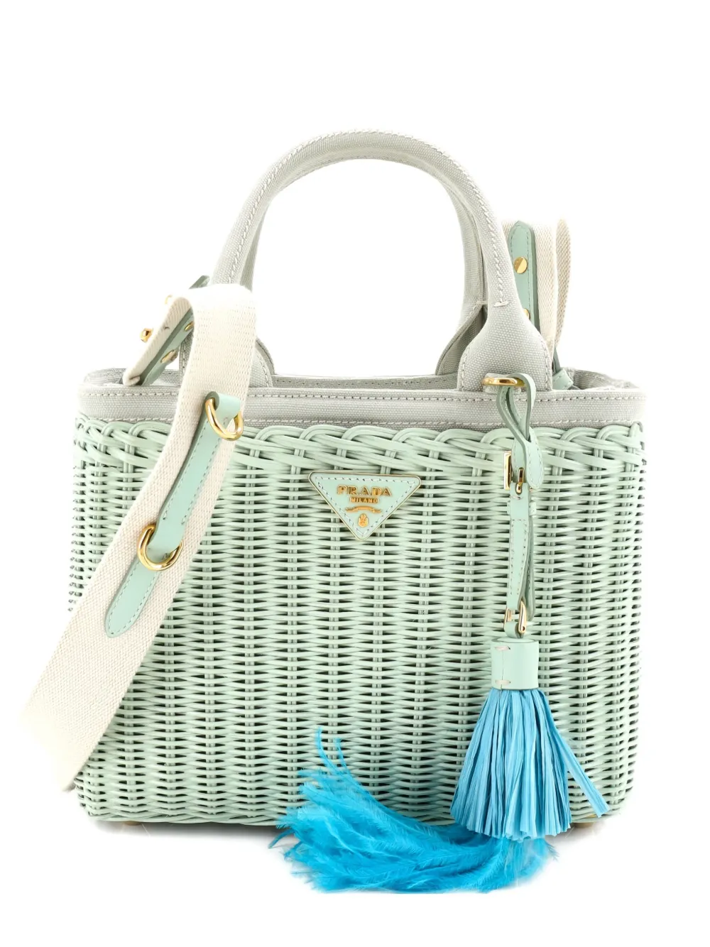 Prada Pre-Owned Basket Bag Wicker with Canapa Small satchel | verde | Image 1