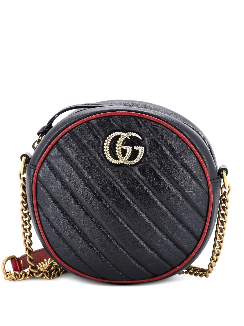 Gucci Pre-Owned GG Marmont Round Shoulder Bag Diagonal Quilted Leather