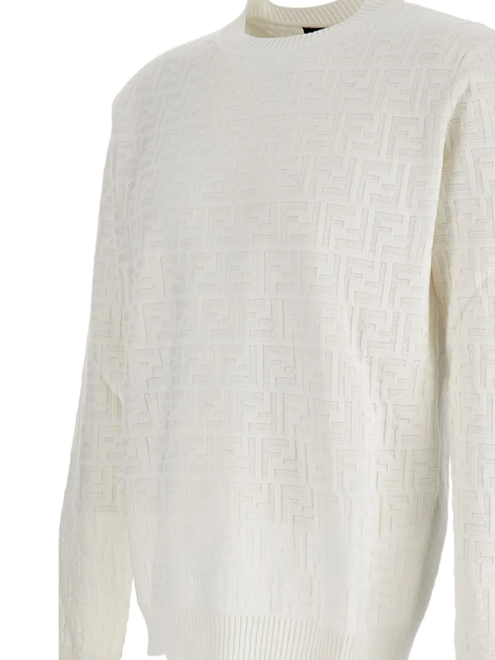 FENDI Geribbelde trui met ronde hals Beige