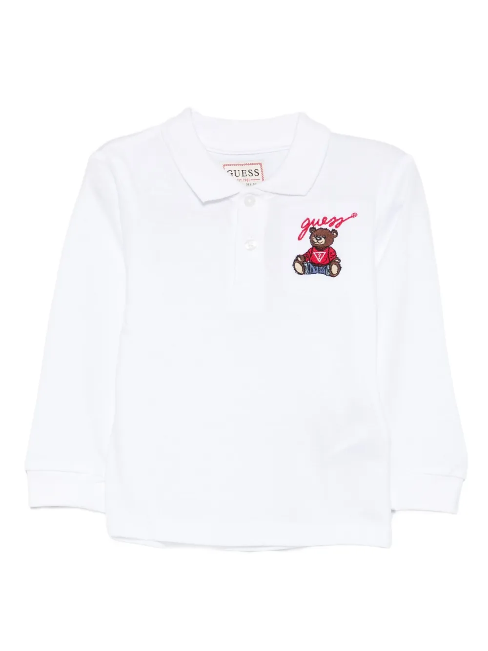 guess kids long-sleeve bear polo shirt - ホワイト guess kids long-sleeve bear polo shirt - ホワイト
