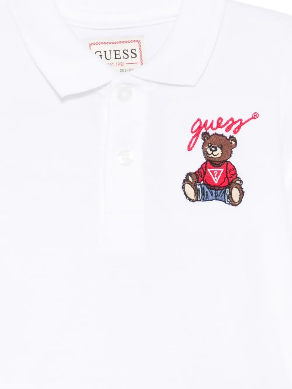 guess kids Poloshirt met lange mouwen en beerprint Wit