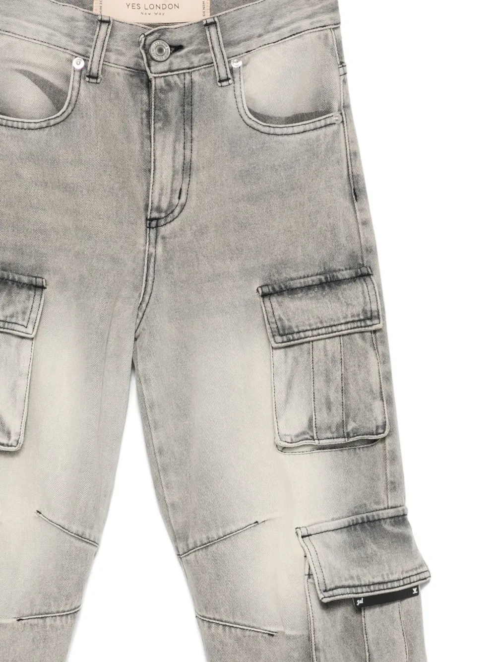 Yes London Cargo-pocket Jeans In Gray