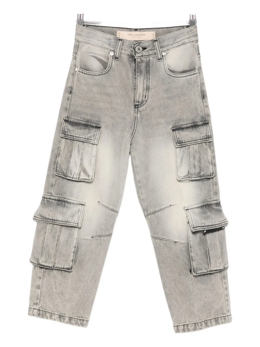 Yes London Cargo-pocket Jeans In Gray