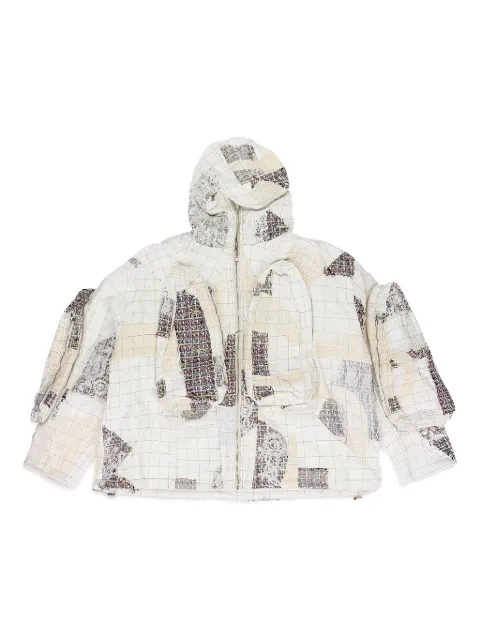 Who Decides War tweed patchwork hoodid jacket
