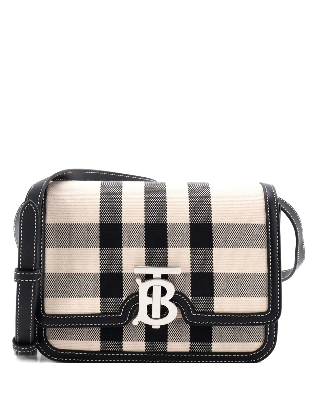 Burberry Pre-Owned TB Flap Bag Check Canvas Small crossbody bag -