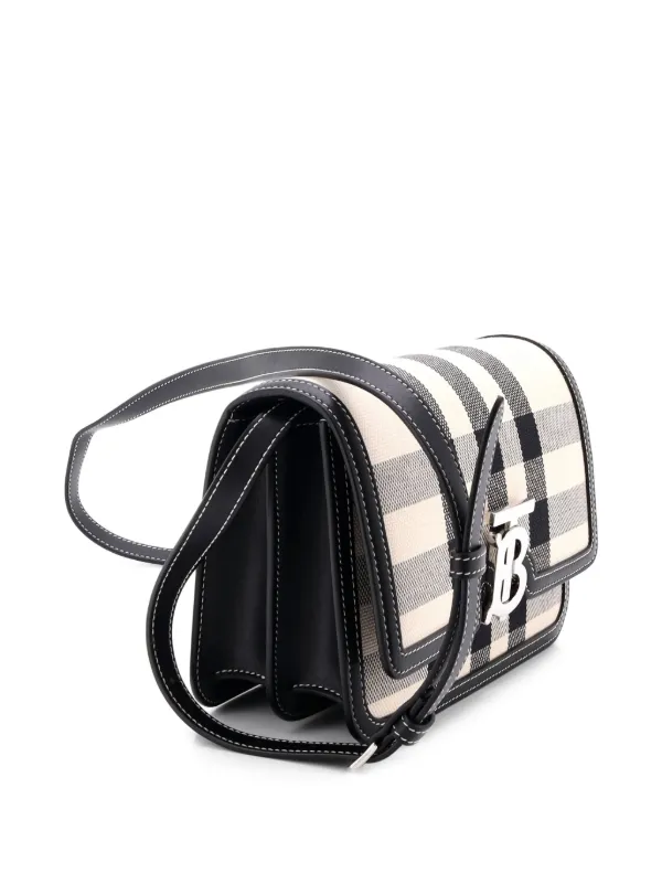 Burberry Pre-Owned TB Flap Bag Check Canvas Small Crossbody Bag