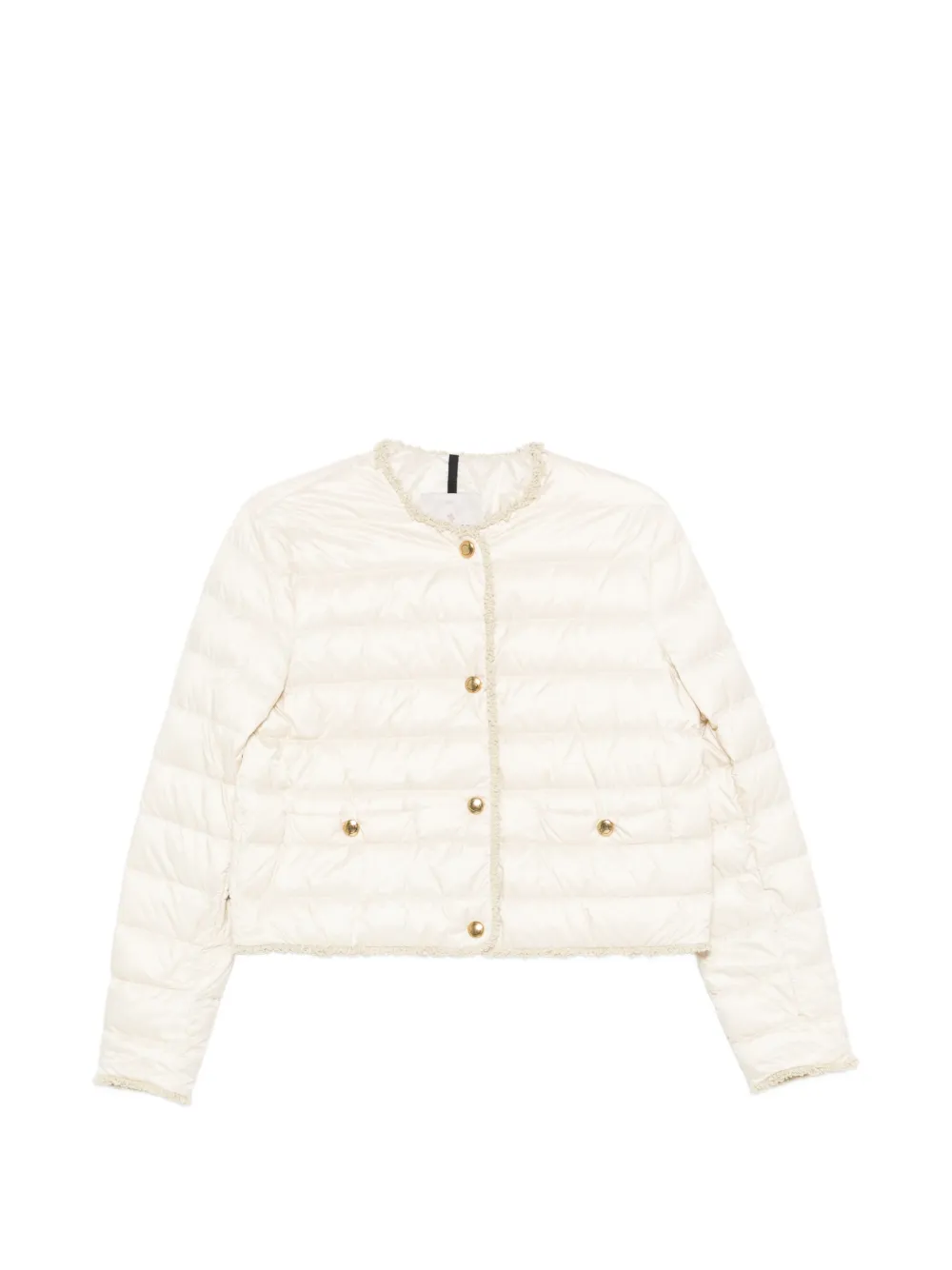 Moncler - Fleurs jack met bouclé afwerking - dames - polyamide/kalfsleer/polyamide - 0 - Beige