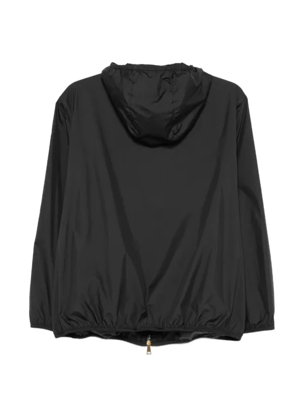 MONCLER ナイロンジャケット フードロゴ ブラック Moncler logo-patch Hooded Jacket | Black | FARFETCH