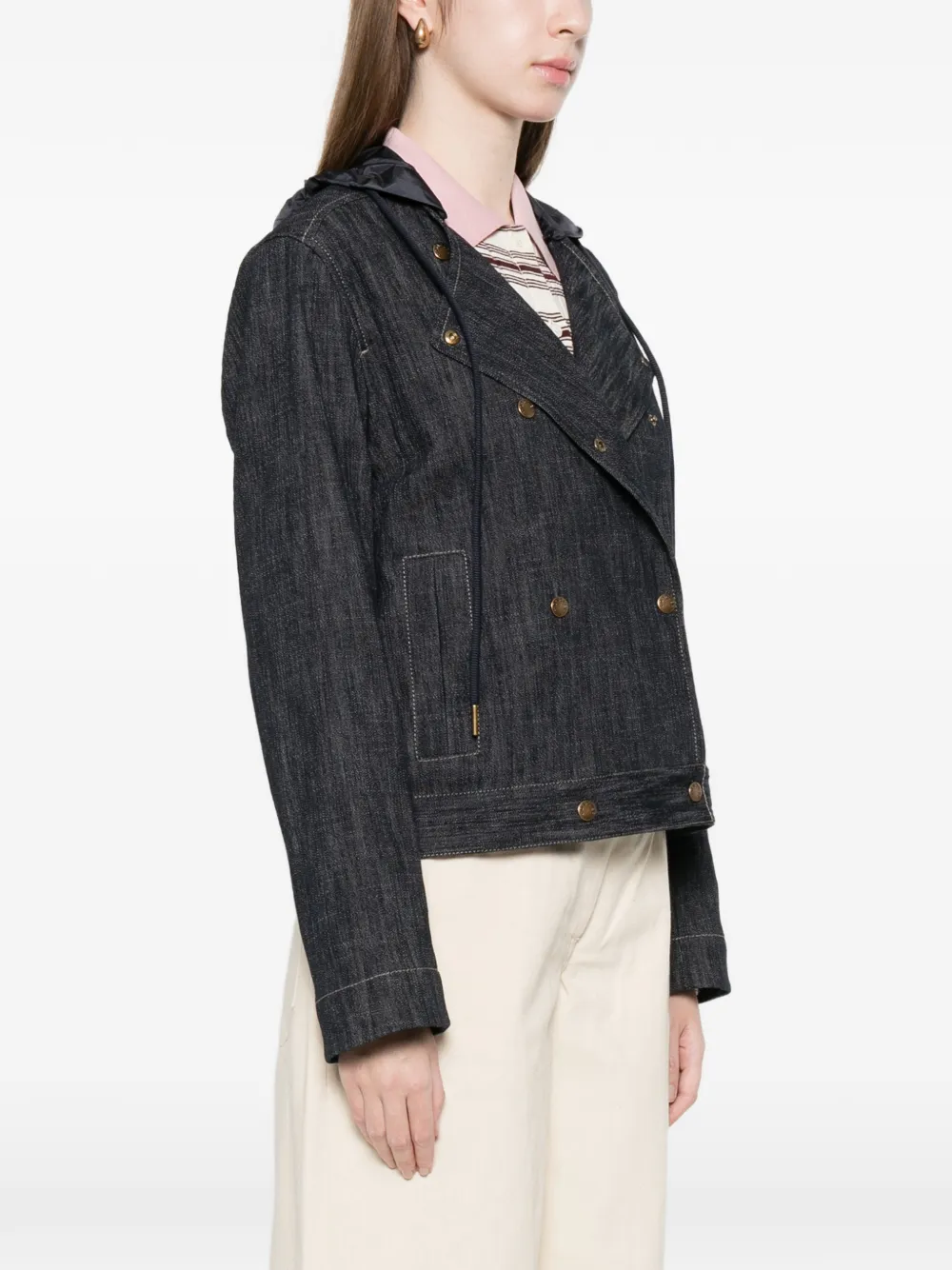 Moncler Jack met dubbele rij knopen Blauw
