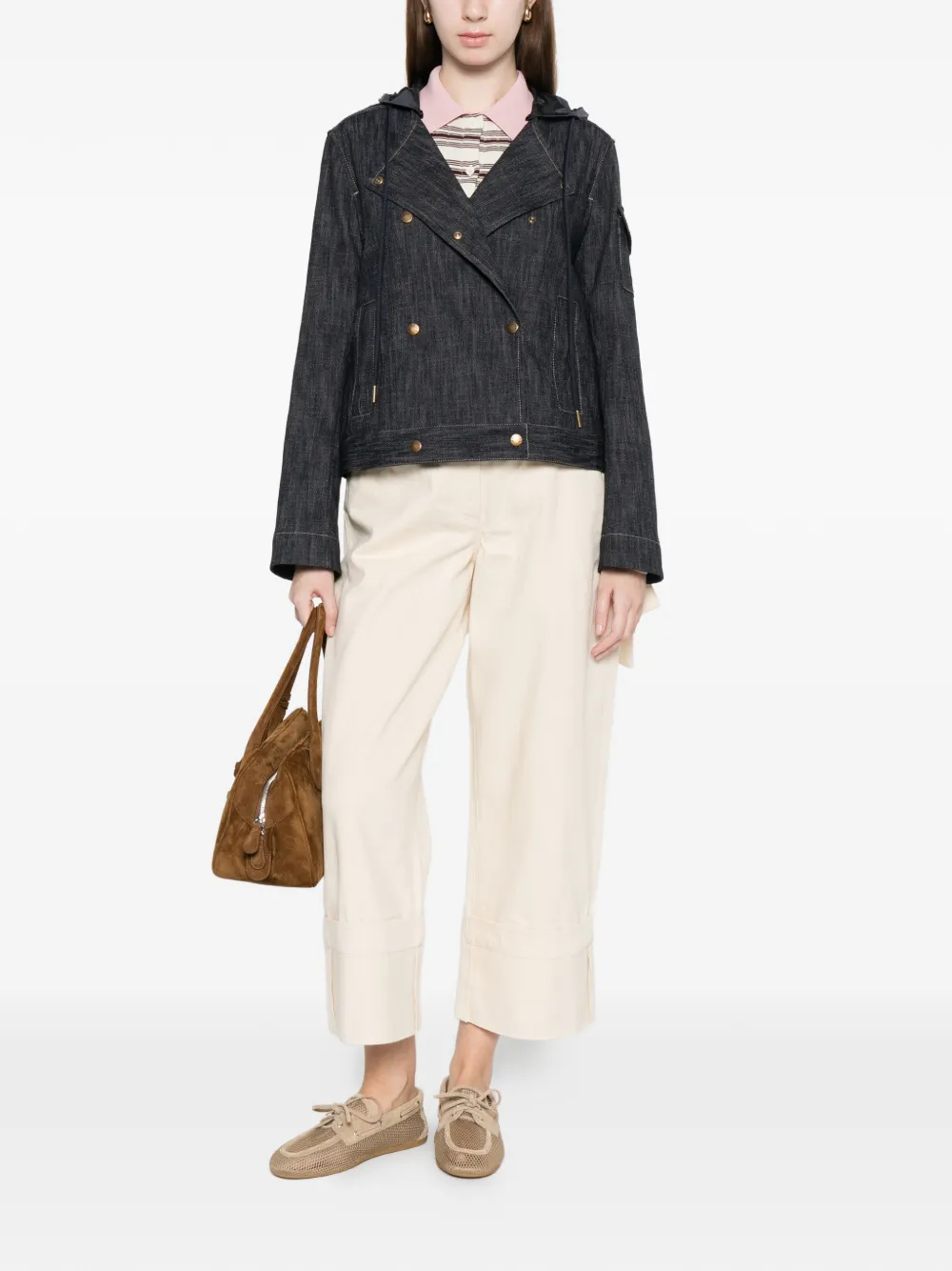 Moncler Jack met dubbele rij knopen Blauw