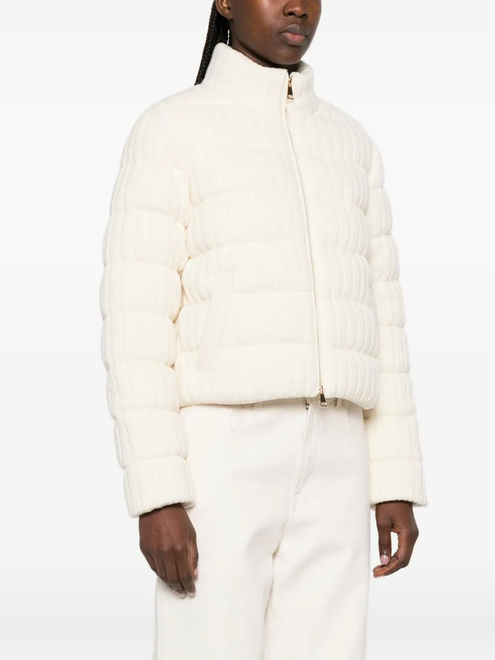 Moncler Gebreid donsjack met rits Beige