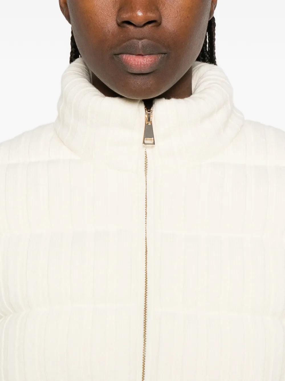 Moncler Gebreid donsjack met rits Beige