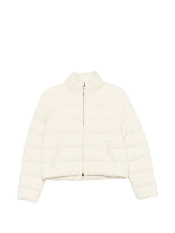 Moncler ニットジップアップ パデッドジャケット | ニュートラル 