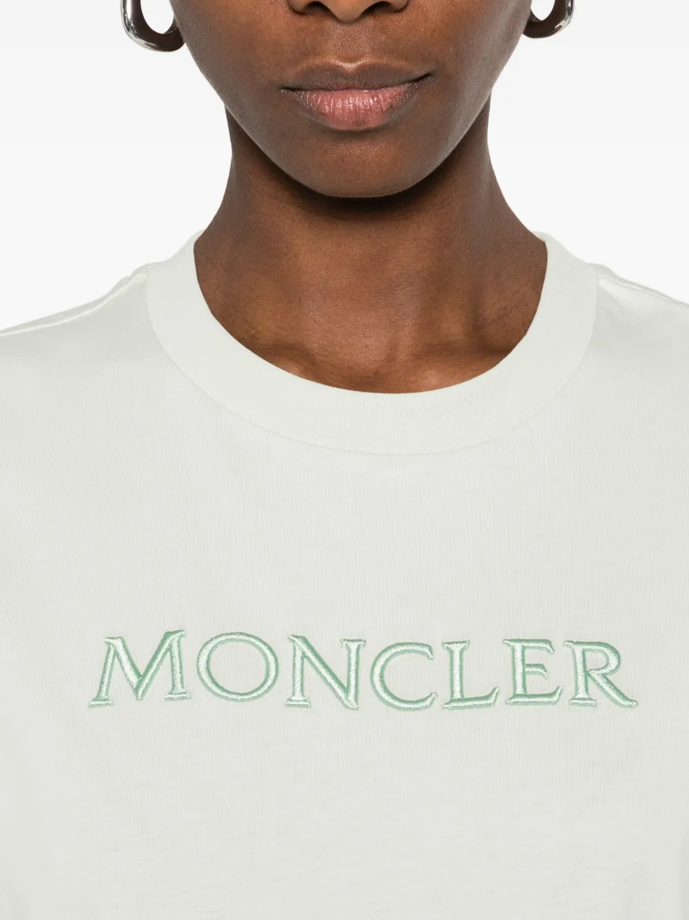 Moncler T-shirt met geborduurd logo Beige