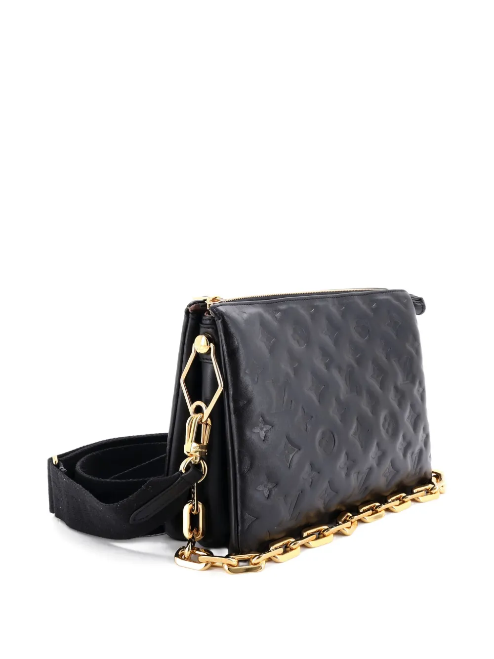 Pre-owned Louis Vuitton Coussin Bag Monogram Embossed Lambskin Pm Crossbody Bag In Black