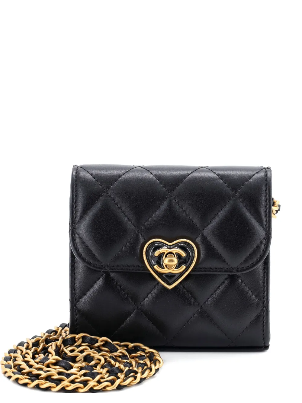 CHANEL Pre-Owned Coco Love CC Heart Clutch with Chain Quilted Lambskin