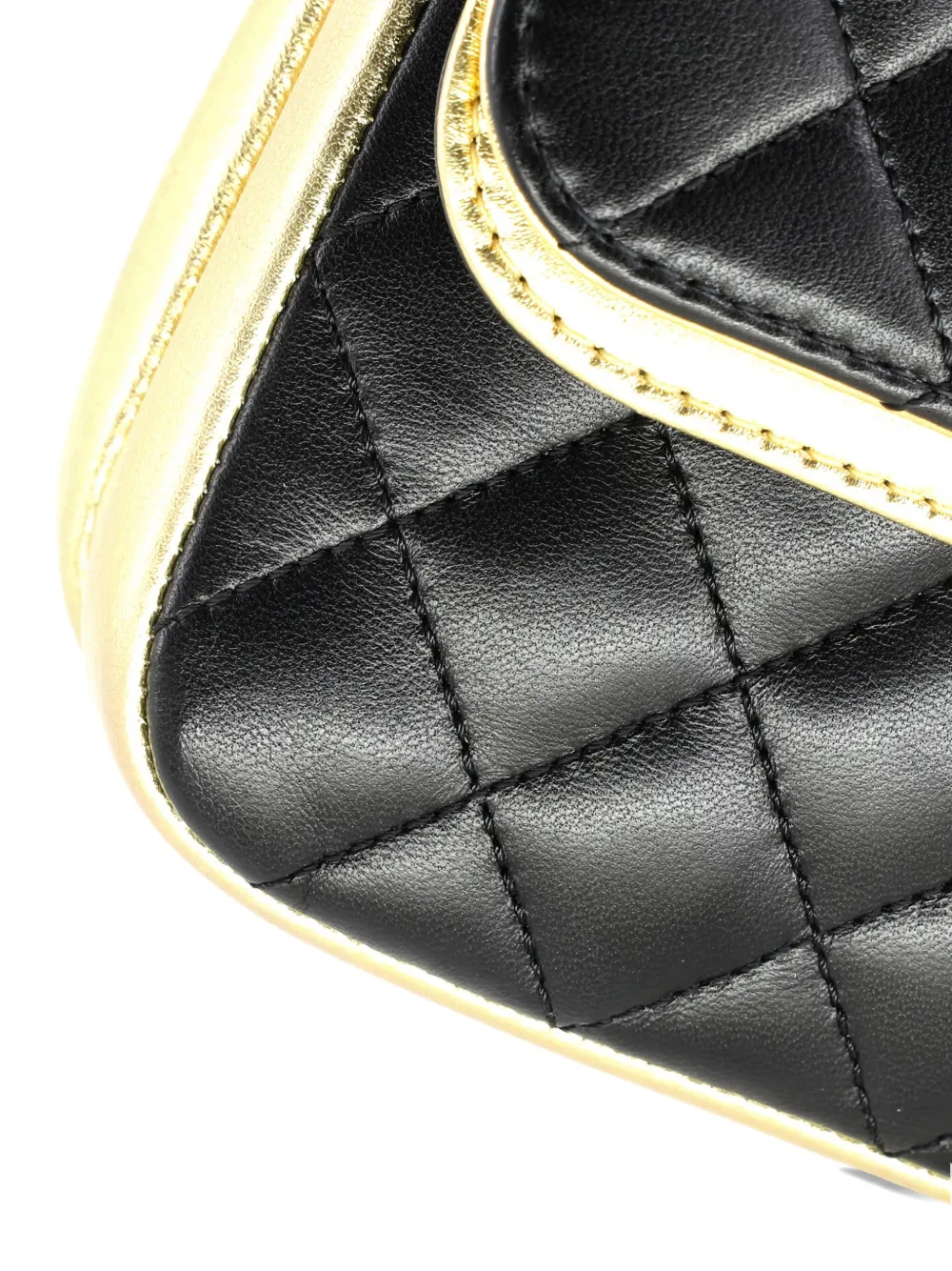 Pre-owned Chanel Cc Chic Double Flap Bag Quilted Lambskin Small Crossbody Bag In Black