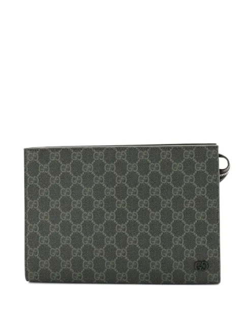 Gucci Pre-Owned Wristlet Pouch Bicolor GG Coated Canvas and Leather Small clutch bag