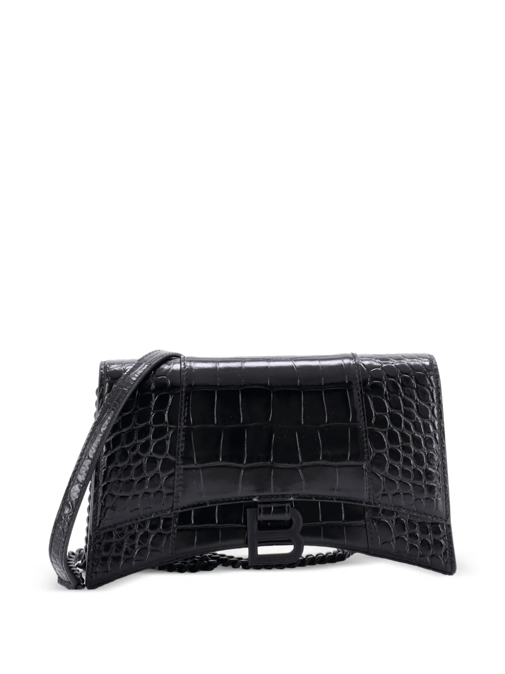 Balenciaga Pre-Owned Hourglass Chain Wallet Crocodile Embossed Leather Balenciaga Pre-Owned Hourglass Chain Wallet Crocodile Embossed Leather