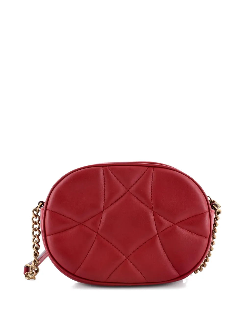 Pre-owned Dolce & Gabbana Devotion Camera Bag Quilted Leather Small Crossbody Bag In Red