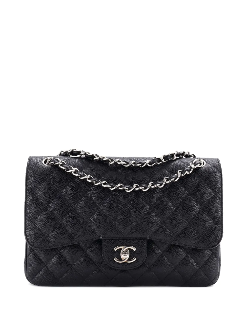 CHANEL Pre-Owned Classic Double Flap Bag Quilted Caviar Jumbo shoulder CHANEL Pre-Owned Classic Double Flap Bag Quilted Caviar Jumbo shoulder