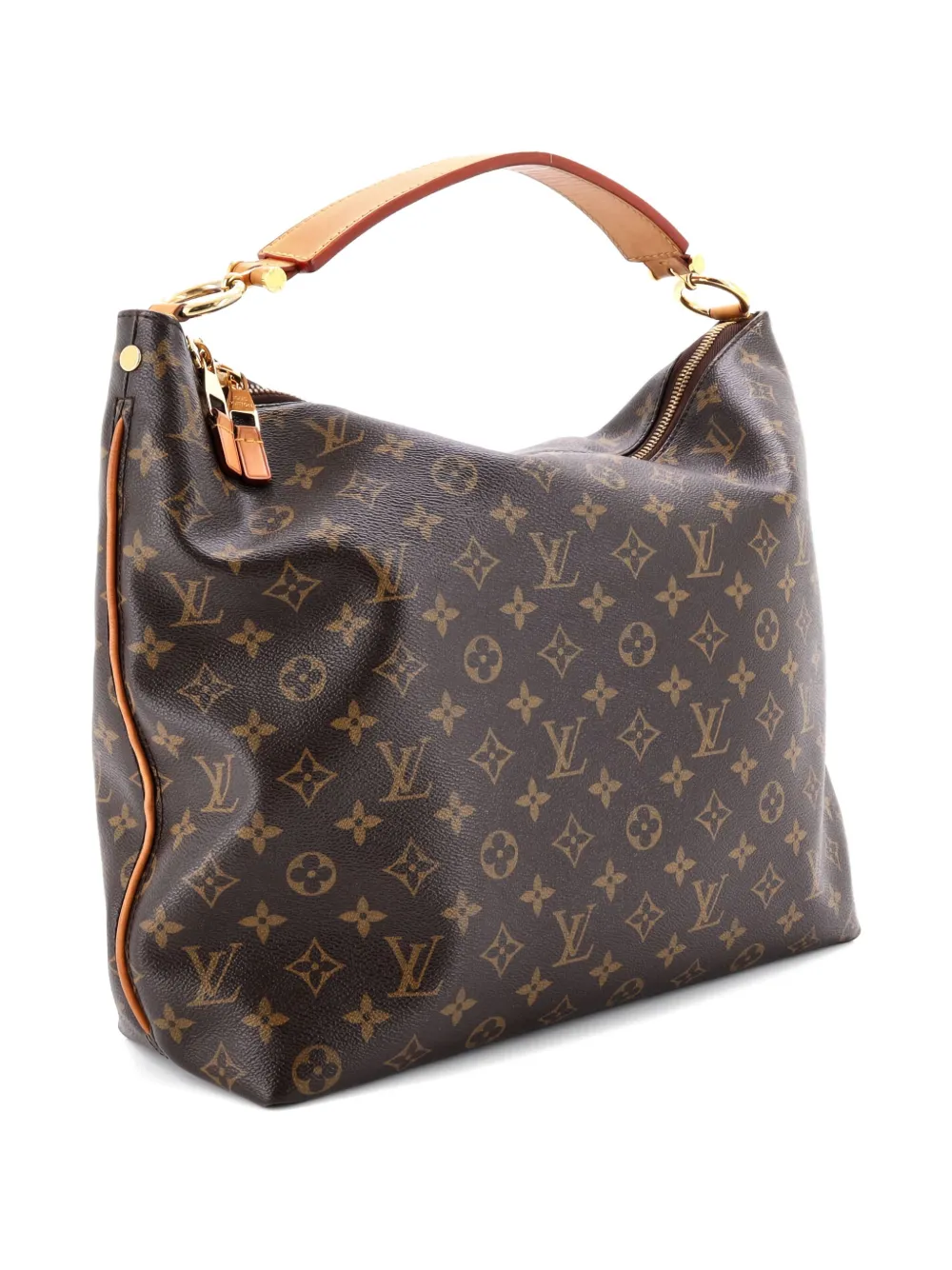 Pre-owned Louis Vuitton Sully Handbag Monogram Canvas Mm Hobo Bag In Brown