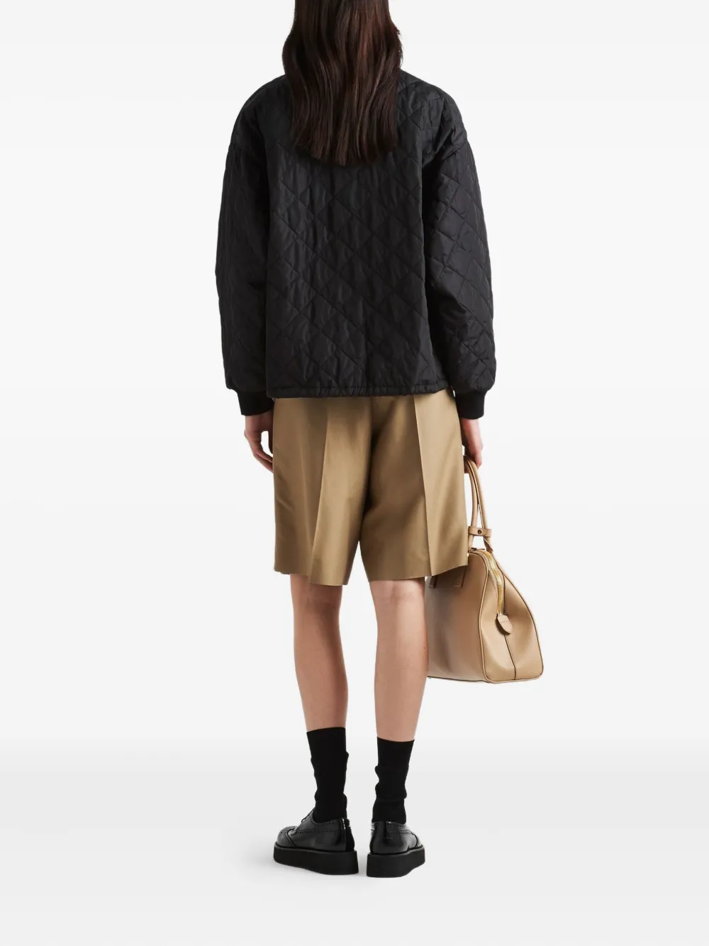 Prada Re Nylon gewatteerd jack Zwart