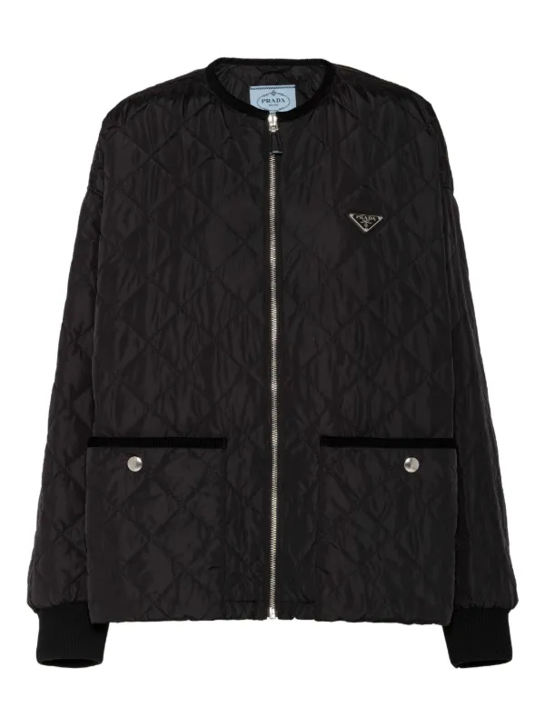 ppi PRADA ブラック キルティングジャンパー Prada リナイロン キルティング ジャケット | ブラック | FARFETCH JP