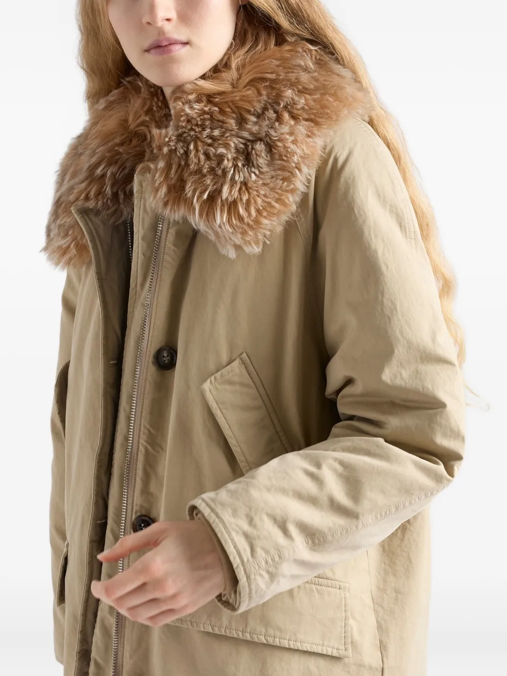 Prada Medium-weight Old Panama Cotton Down Jacket In Neutral