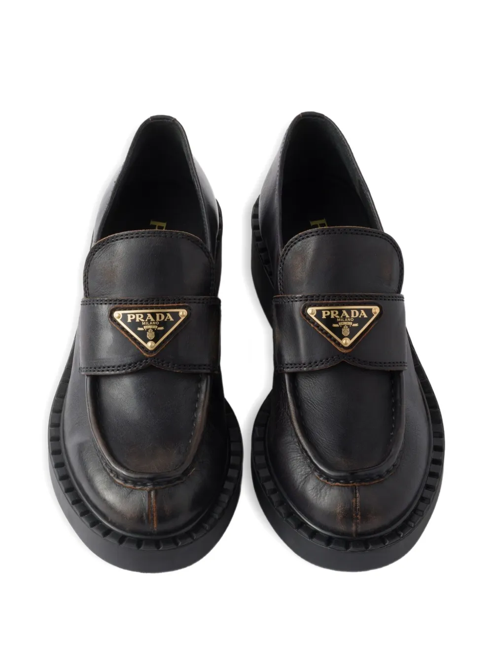 Prada Loafers met logo Zwart
