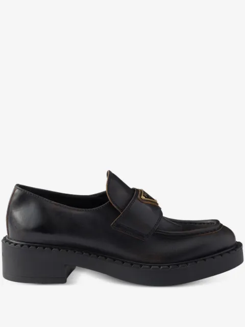 Prada antiqued leather loafers