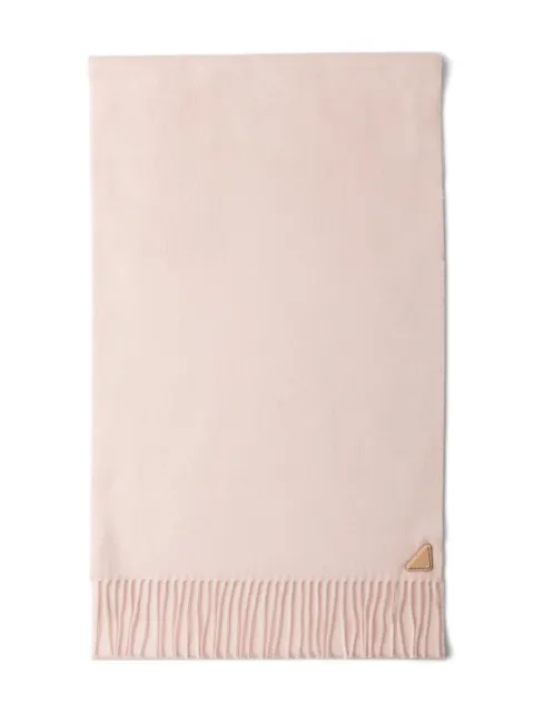 Prada triangle-logo fringed scarf