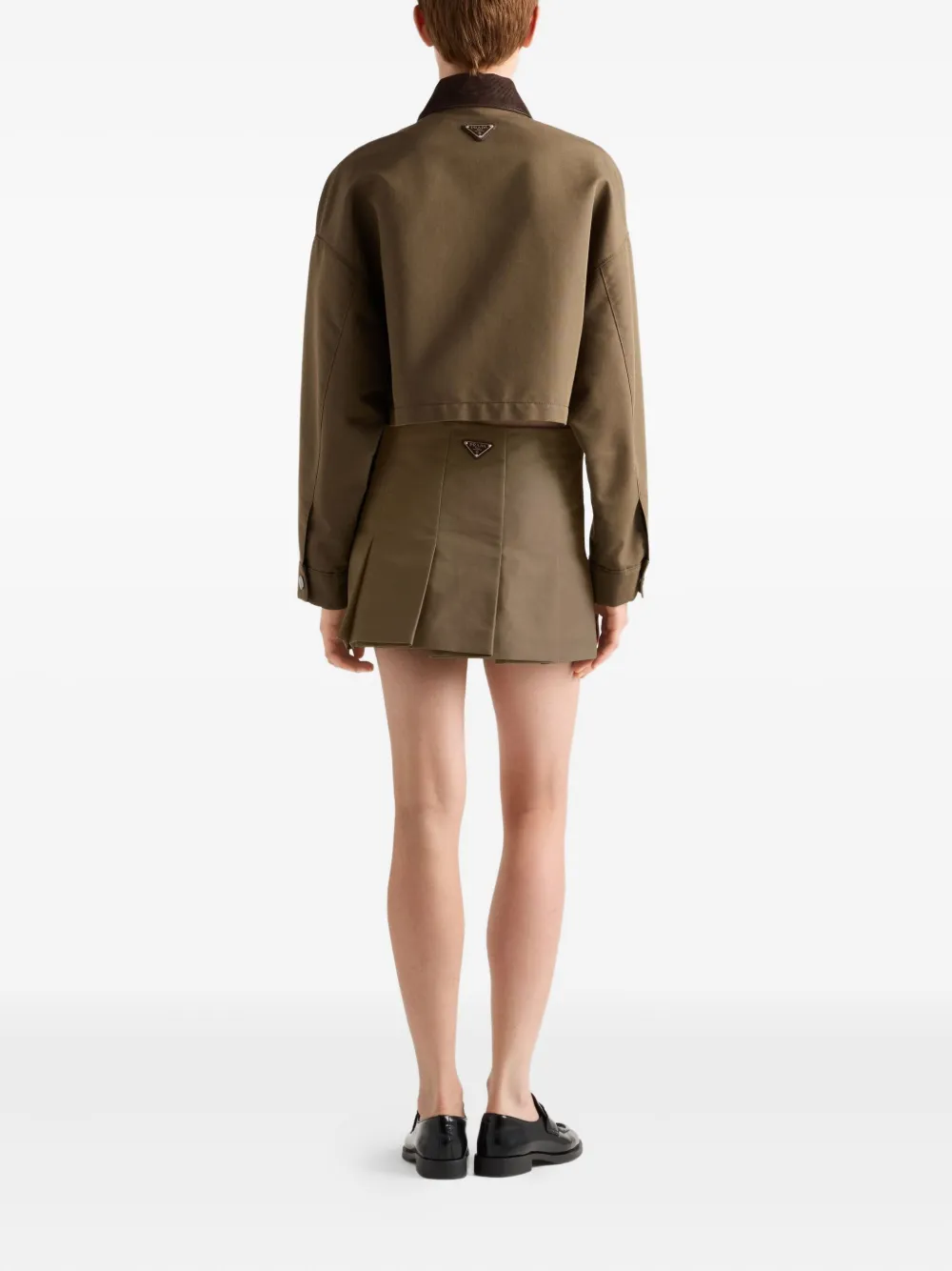 Prada Canvas Cropped Jacket In Brown
