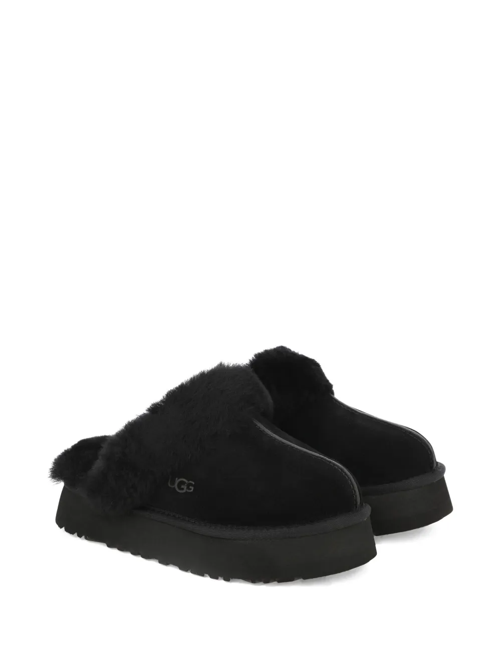 UGG Disquette faux-fur trimmed slippers - Zwart