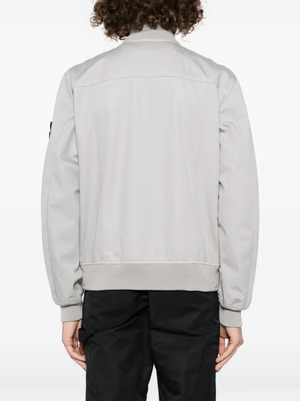 Stone Island logo-patch bomber jacket Grijs