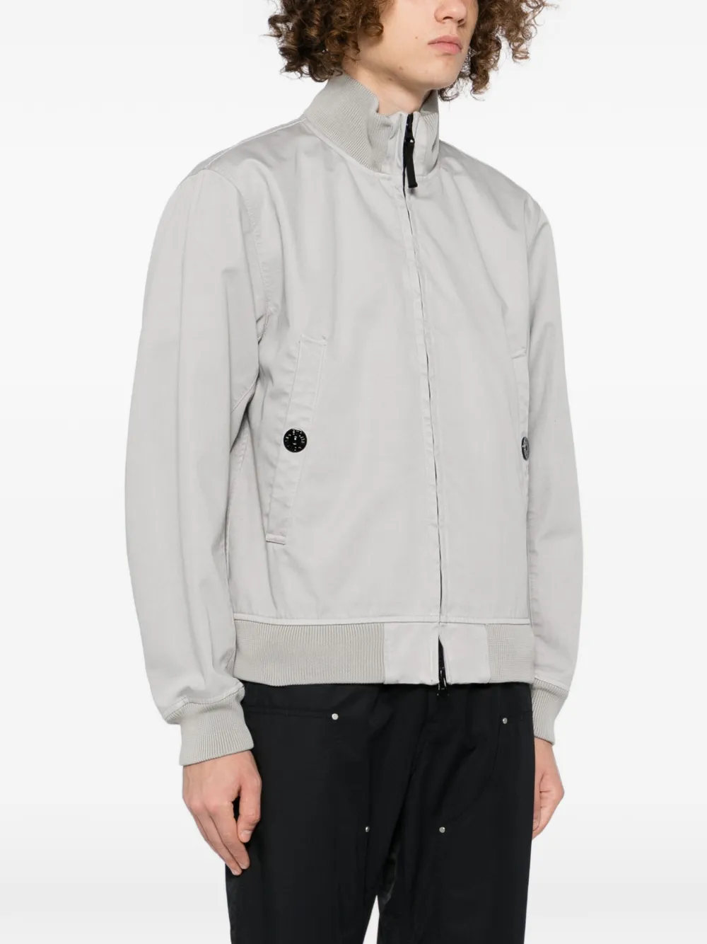 Stone Island logo-patch bomber jacket Grijs