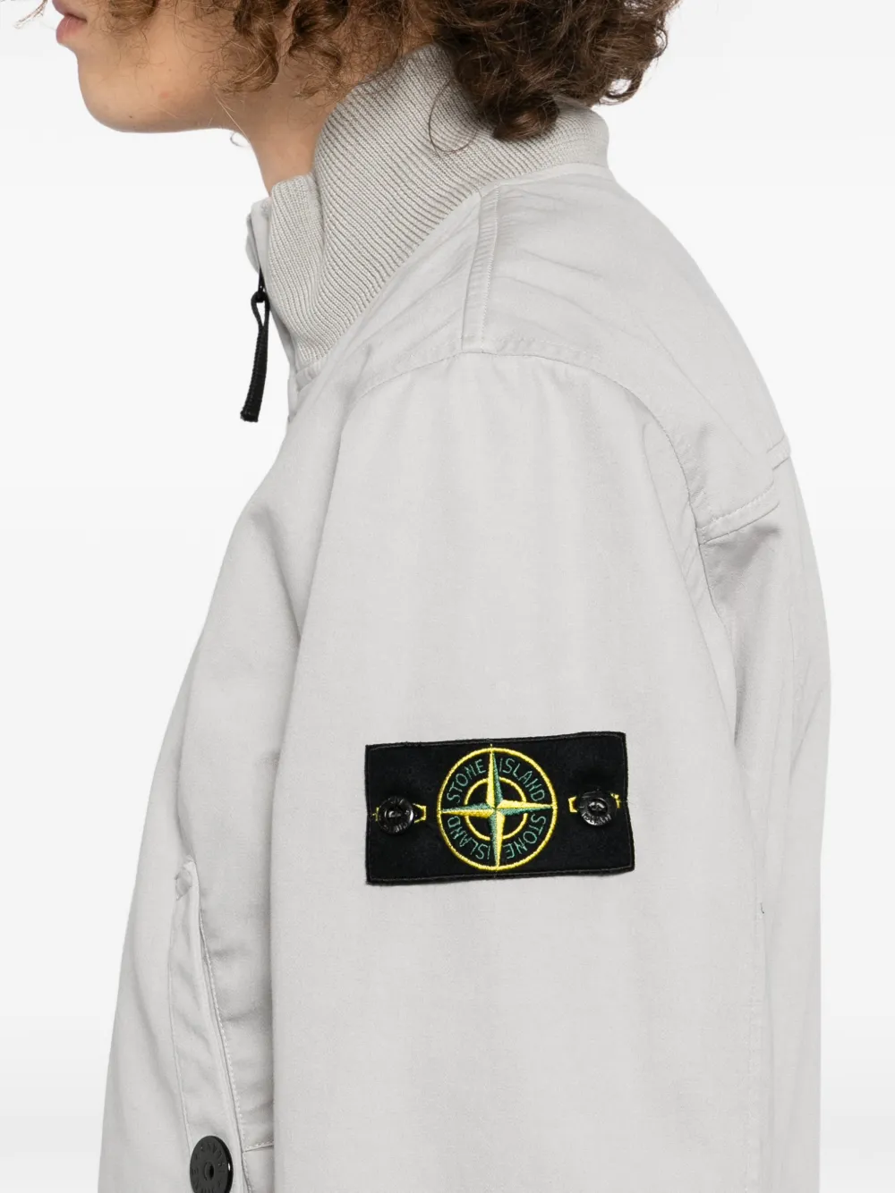 Stone Island logo-patch bomber jacket Grijs