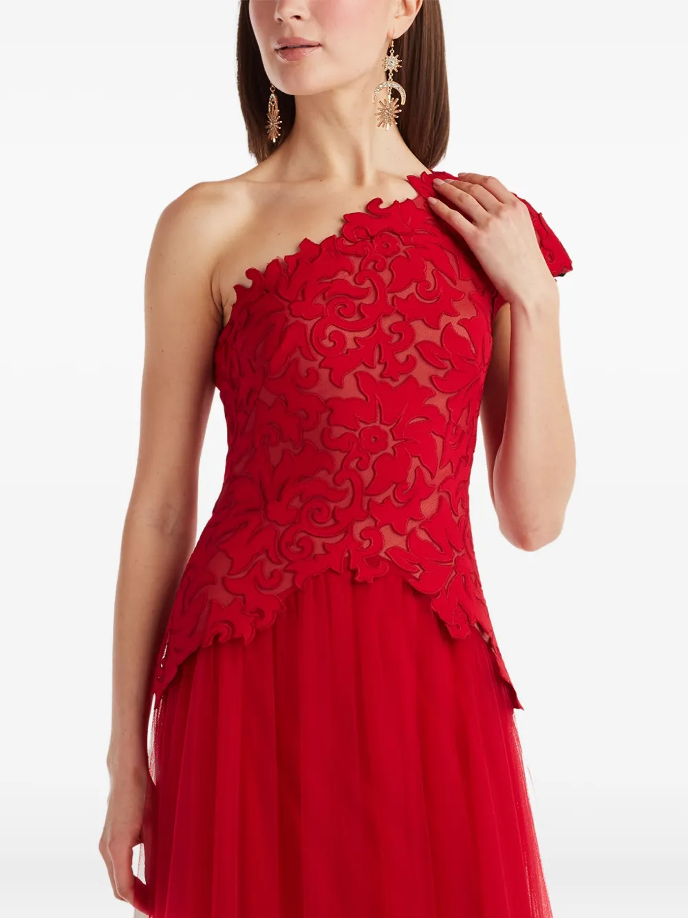 Tadashi Shoji One-shoulder Floral Maxi Dress In Red