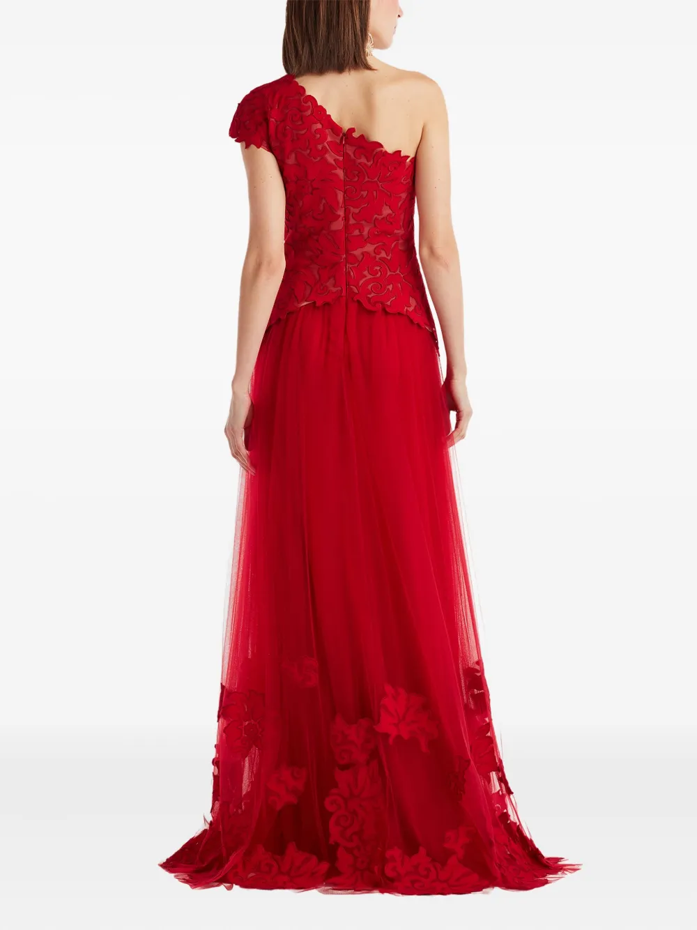 Tadashi Shoji One-shoulder Floral Maxi Dress In Red