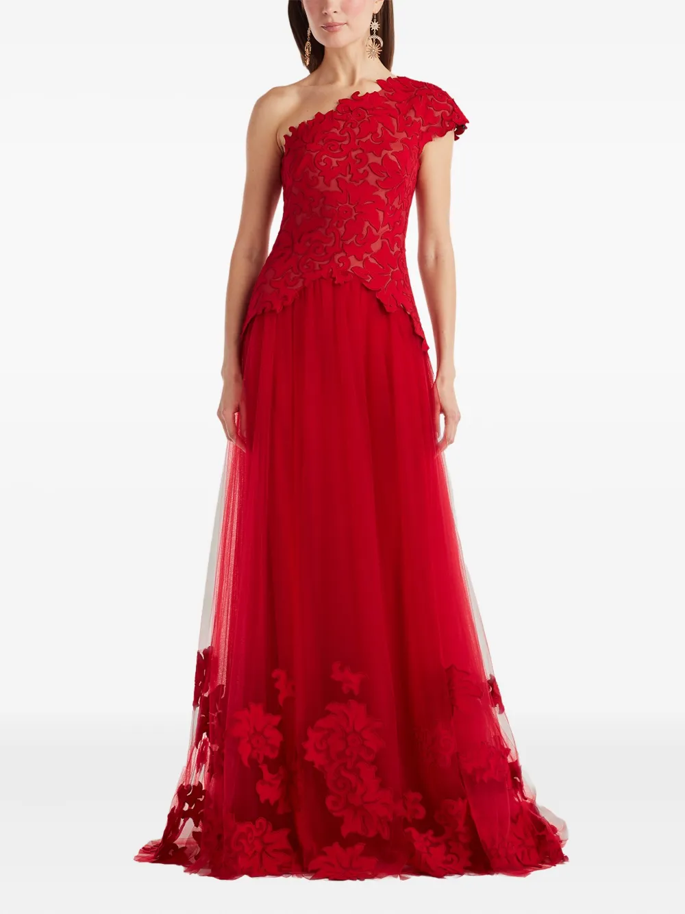Tadashi Shoji Asymmetrische maxi-jurk met bloemen - Rood