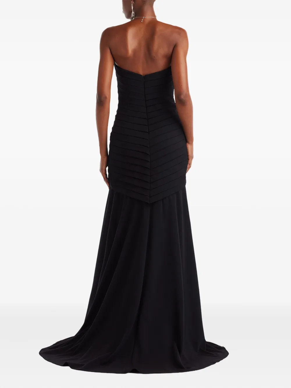 Tadashi Shoji Pleated Strapless Maxi Dress In Black