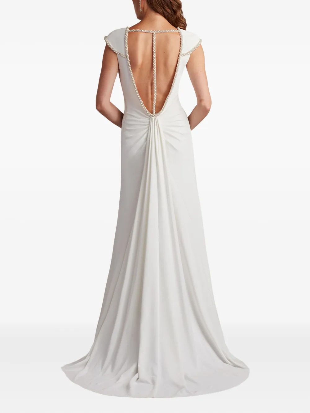 Tadashi Shoji Marcellina maxi-jurk met kralen en V-hals Wit