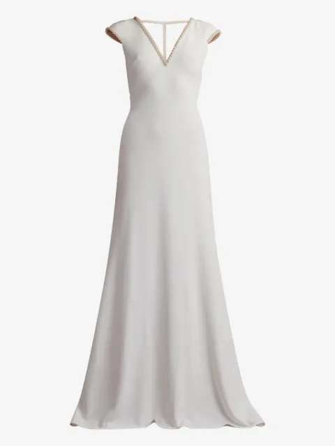 Tadashi Shoji Marcellina beaded v-neck maxi dress