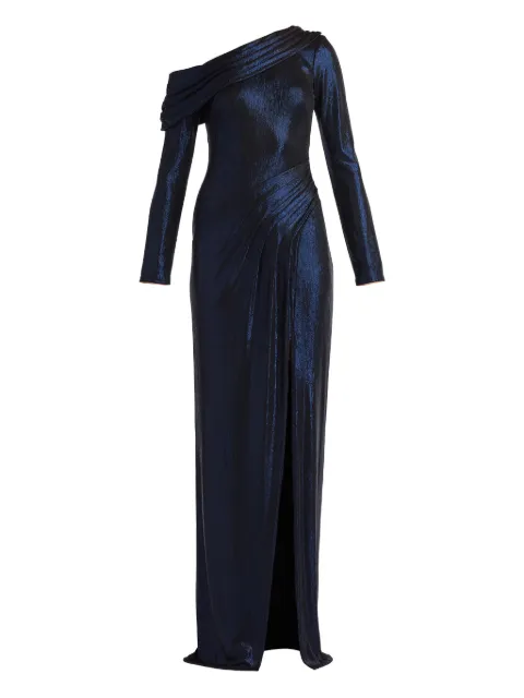 Tadashi Shoji one-shoulder slit maxi dress