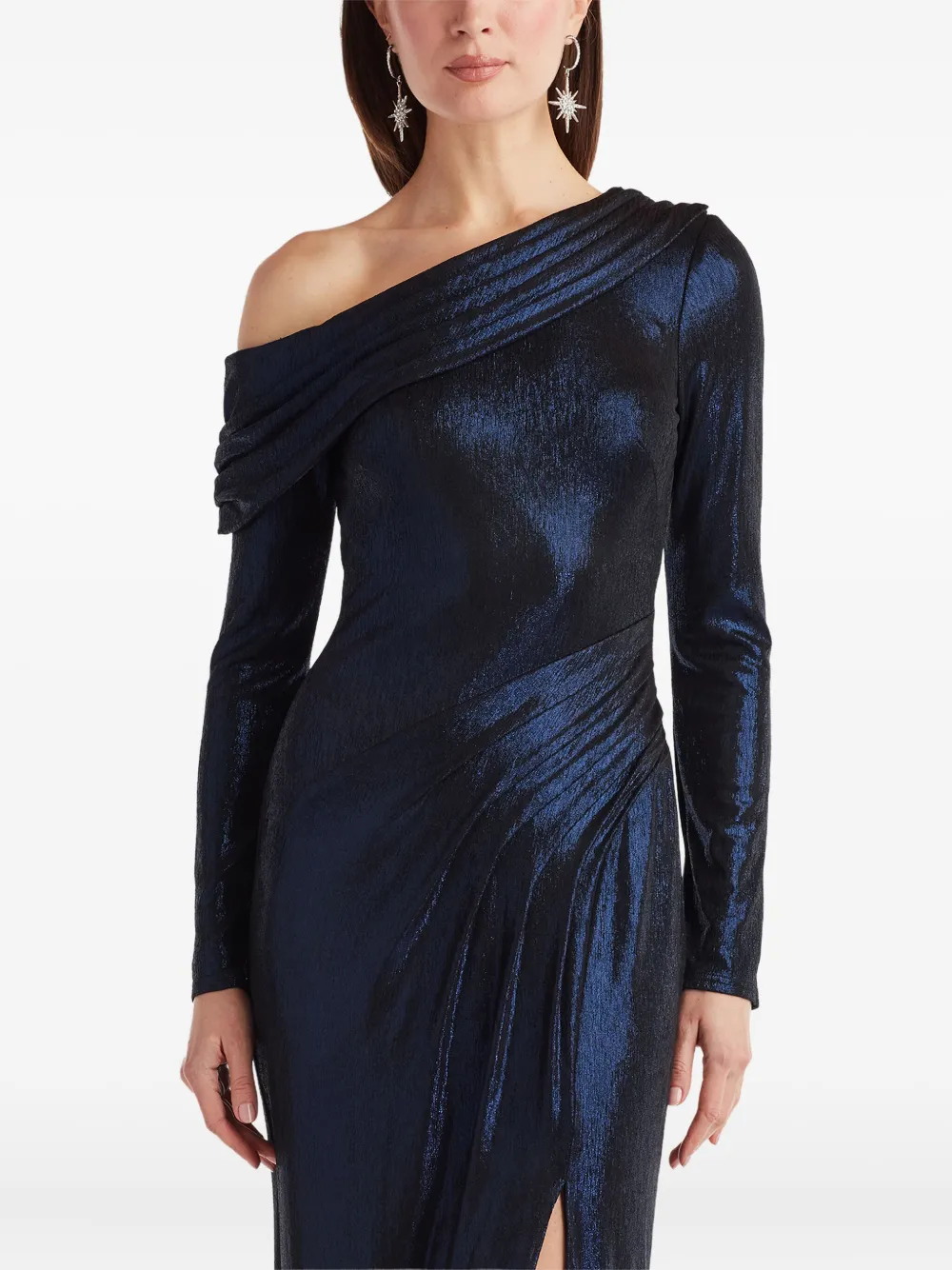 Tadashi Shoji One-shoulder Slit Maxi Dress In Blue