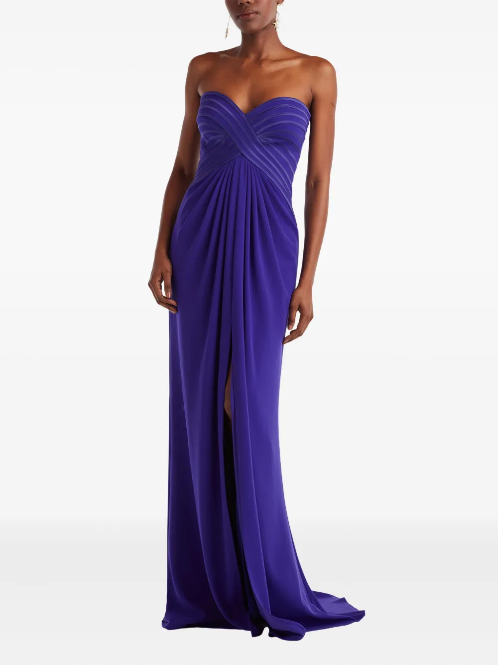 Tadashi Shoji strapless pleated maxi dress - Paars