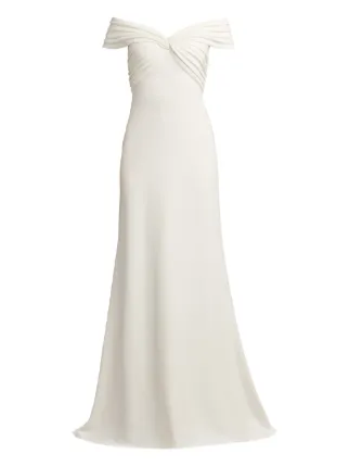Tadashi Shoji Twisted off-shoulder Maxi Dress | White | FARFETCH IN