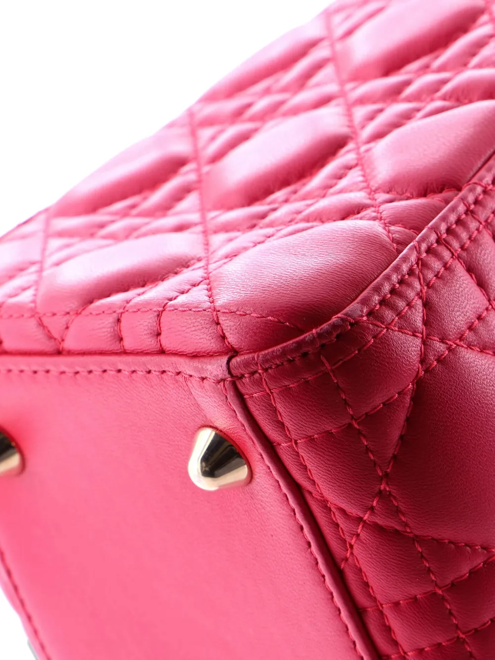 Pre-owned Dior Lady  Bag Cannage Quilt Lambskin Large Tote Bag In Pink